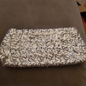 Victoria's Secret silver sequin clutch NWT